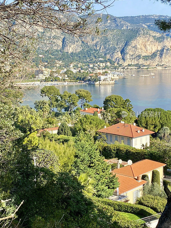 法国- Côte d 'Azur -从saint - jean - cape - ferrat俯瞰Baie Des Fourmis (Beaulieu-Sur-Mer)